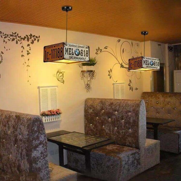 Retro Creative License Plate Metal 3-Light Chandelier - Image 5