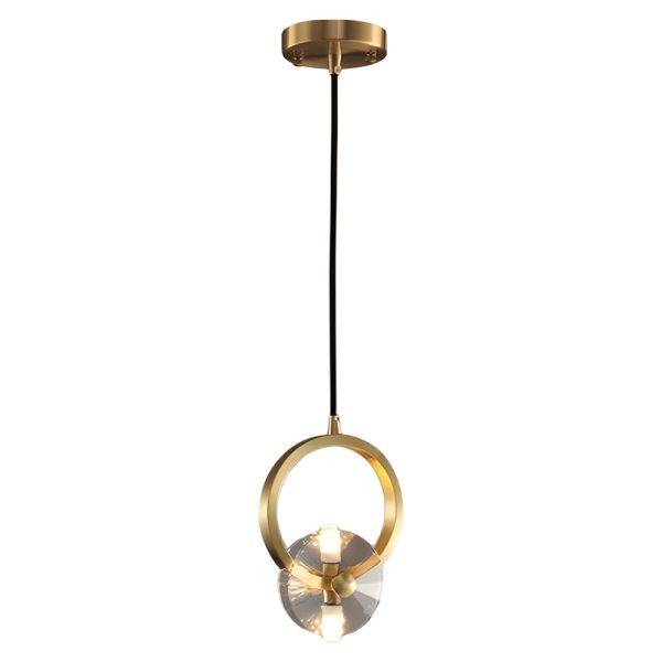 1/3-Light Round Copper Crystal LED Pendant Light - Image 8
