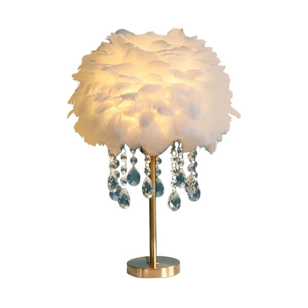 LED Feather Table Lamp with Ambient Crystal Tassels Lighting - Image 8