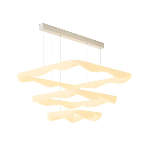 2/3 Square Rings Cream Style Three Step Dimming LED Modern Chandelier - Image 6