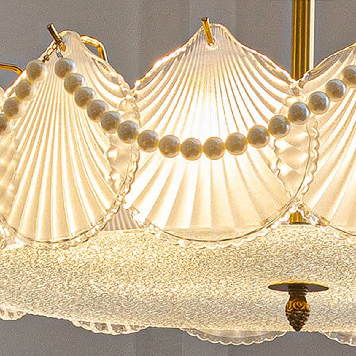 French Light Luxury Seashell Glass Pearl Round 5/6/ 8 Light Chandelier - Image 12