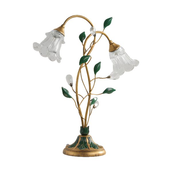 Dimmable Glass Floral Desk Lamp with Dual Lights and Leaf Accents for Ambiance - Image 9
