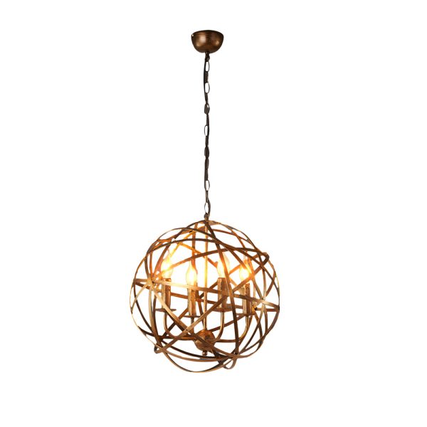 Iron Lines Ball Spherical Creative LED Industrial Style Chandelier - Image 9