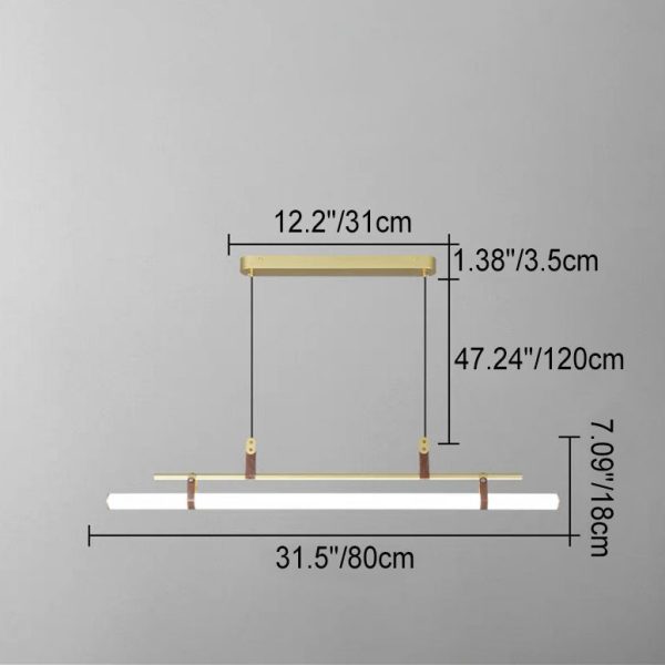 Nordic Minimalist Long Strip Leather LED Island Light Chandelier - Image 6