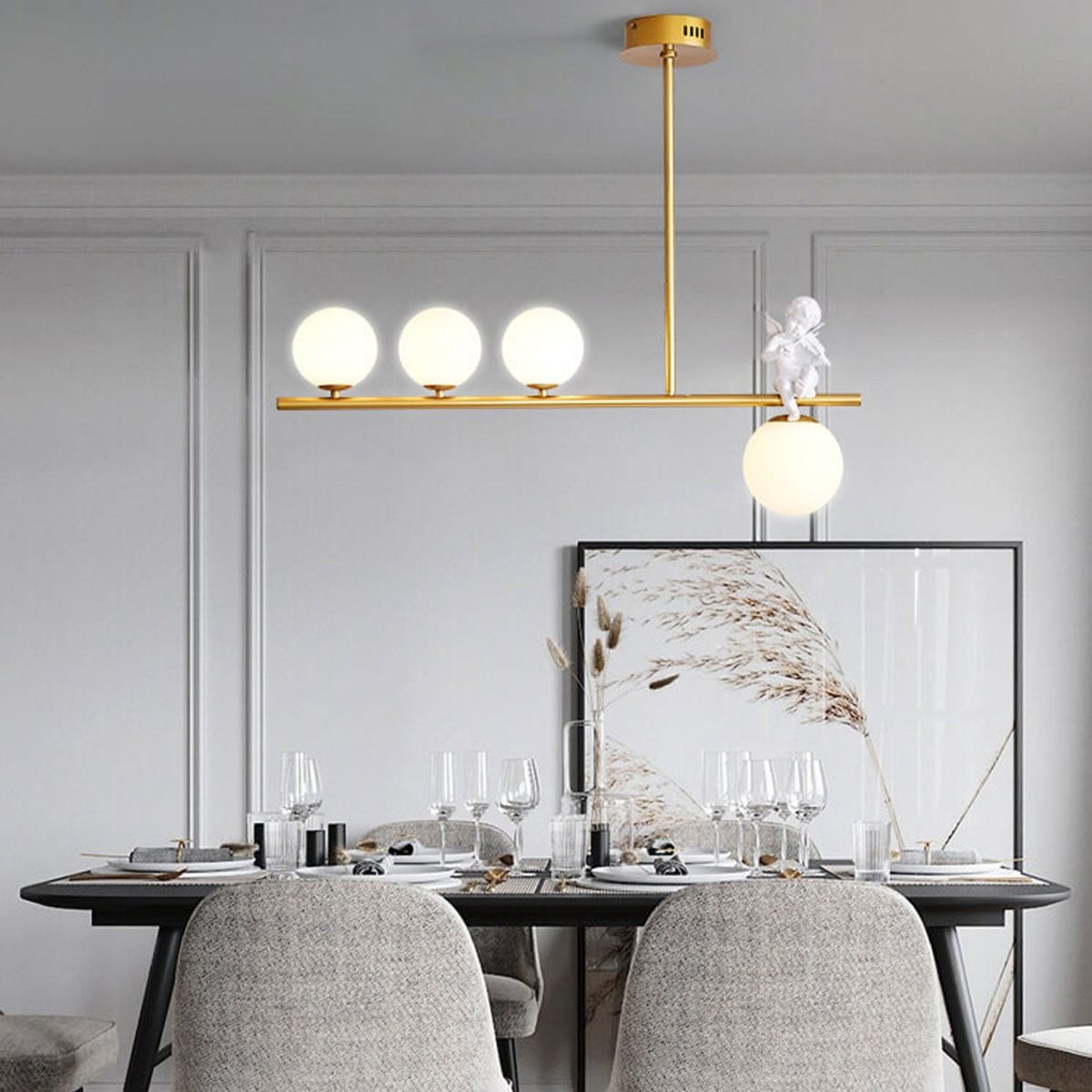 Nordic Luxury Long Glass Ball Angel Island Light 3/4 Light Chandelier - Image 21