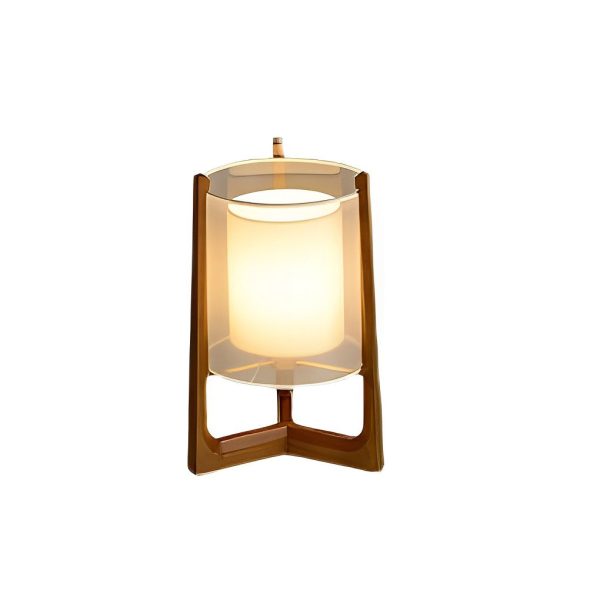 Rustic Japanese-style Wood Standing and Double Shaded LED Floor Lamp - Image 7