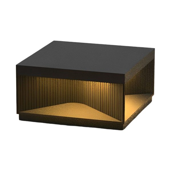 Square Metal Striped Decor LED Waterproof Black Solar Fence Post Light - Image 9