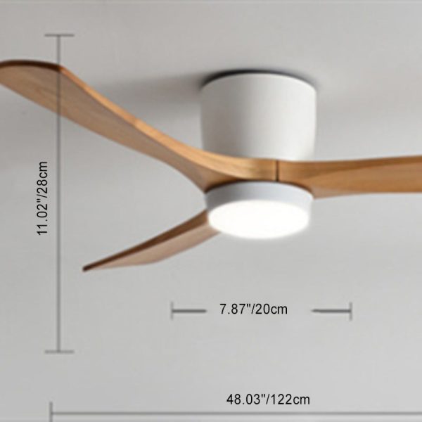 Contemporary Scandinavian Copper Wood Acrylic Fan LED Semi-Flush Mount Ceiling Fan Light For Living Room - Image 3