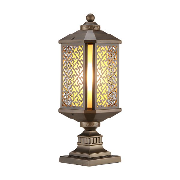 Antique Die-Cast Aluminum Waterproof Glass Shade Retro Fence Post Lights - Image 8
