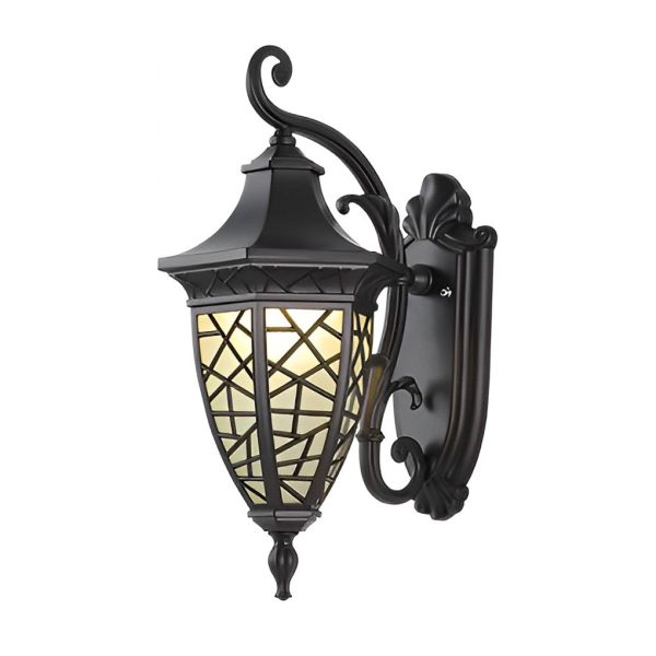 Retro Pattern Waterproof Black American Style Solar Powered Wall Lamp - Image 12