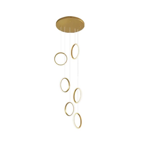 Round 6/8 Rings LED Aluminum Simple Modern Long Staircase Chandelier - Image 6