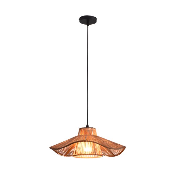 1-Light Double Layer Hemp Rope Weaving Umbrella Pendant Light Kitchen Pendant Ceiling Lighting - Image 7