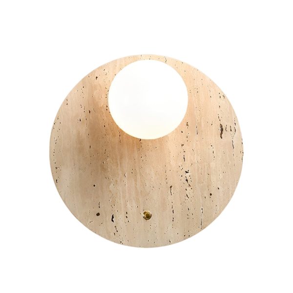 Round Long Yellow Travertine LED Wabi-sabi Japanese Style Wall Lights Fixture - Image 7