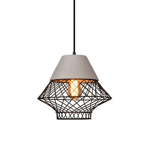 Cement Iron Cage Retro Industrial Pendant Light Kitchen Island Lighting - Image 6