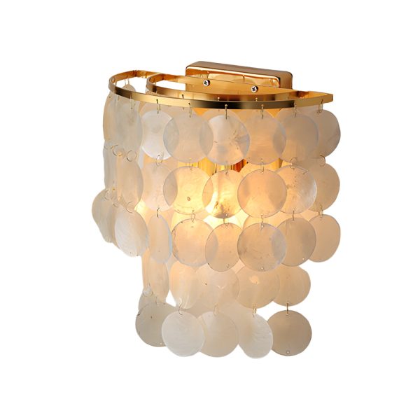 Gold/Chrome Coastal Capiz Shell Wall Sconce LED Metallic Bedside Wall Lighting - Image 6