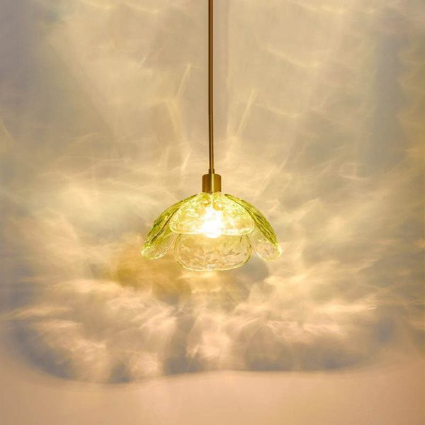 Modern Flower Petal Stained Glass 1-Light Pendant Light - Image 15
