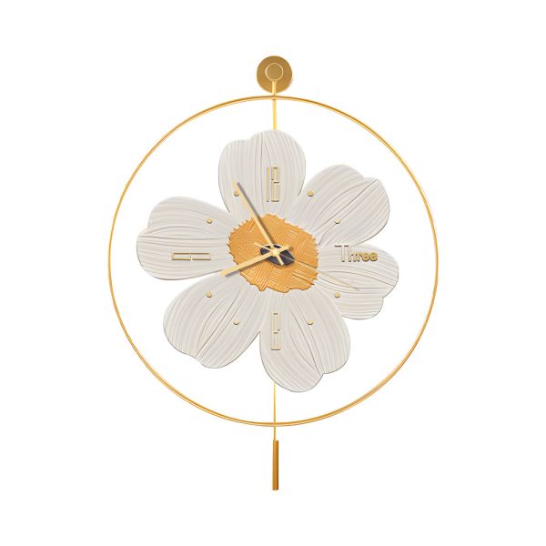 Round Metal Battery Operated LED Flower Wall Clock - Image 10