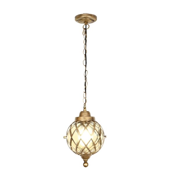 1-Light Tea Glass Globe Outdoor Pendant Lights Outside Haning Lantern Chandelier - Image 8