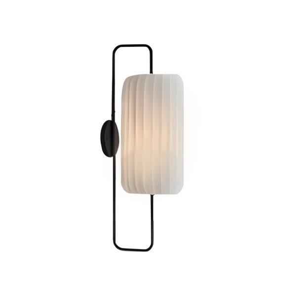 Japanese Style LED Wall Lantern Sconce with Striped Fabric Shade - Image 5