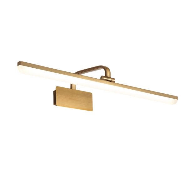 Brass Linear LED Bathroom Vanity Light with Curved Rod Design Elegant Mirror Fixture - Image 8