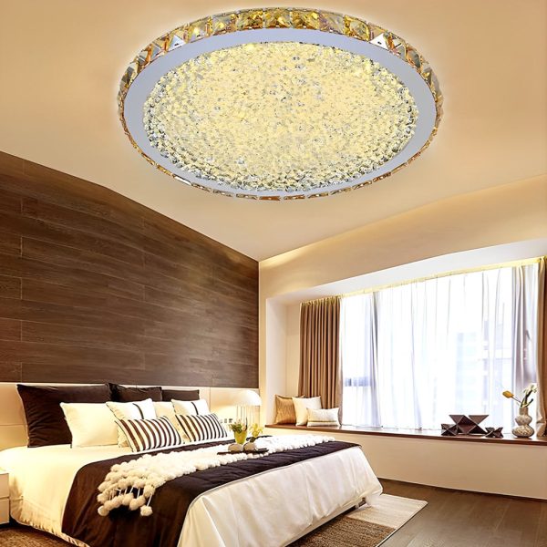 16'' Rounded Antique Painted Metal Crystal LED Modern Ceiling Lights - Image 4