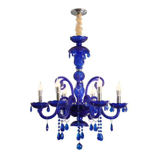 Retro Elegant Crystal Glass Candles LED 3 Step Dimming Blue Chandelier - Image 6
