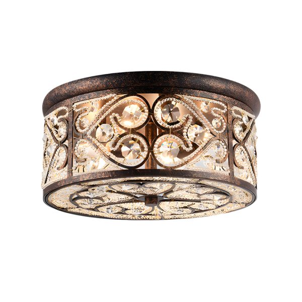 American 13 in. Drum Bronze Crystal Flush Mount Ceiling Lights - Image 6