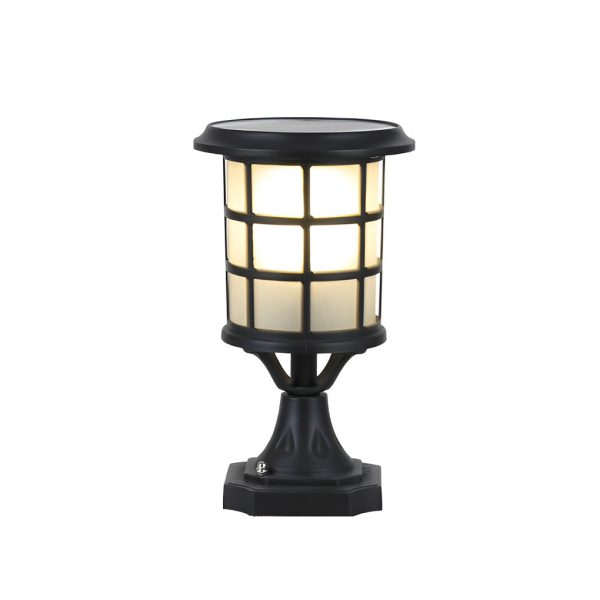 Round Cage Waterproof LED Black Modern Solar Fence Post Lights with Remote - Image 8