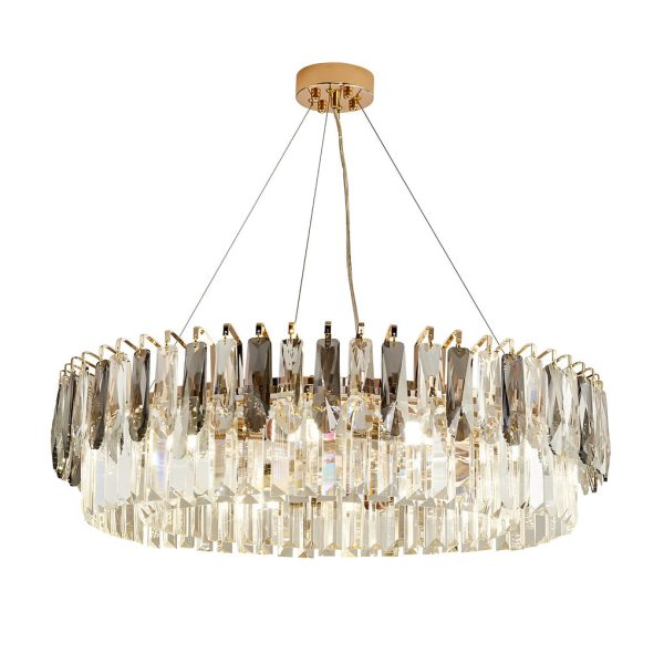 Double Layer Round Electroplated Metal Crystal Gold Modern Chandelier - Image 7