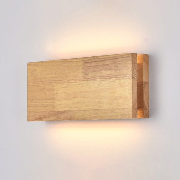 Japanese Wabi-sabi Log Wood Rectangular LED Wall Sconce Lamp - Image 4