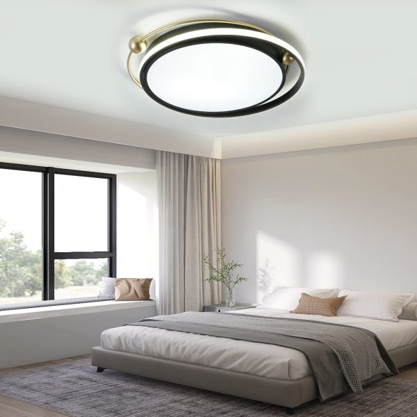 Artistic Circles Dimmable LED Black Nordic Flush Mount Ceiling Light - Image 2