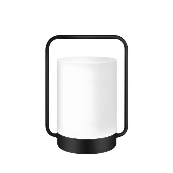 Modern Black Portable Outdoor Table Lamp With White Cylinder Shade, USB, IP65 - Image 6