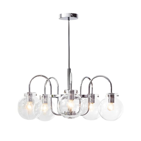 4/5 Lights Glass Ball Curved Iron Lamp Arm Nordic Chandelier Pendant Lights - Image 7