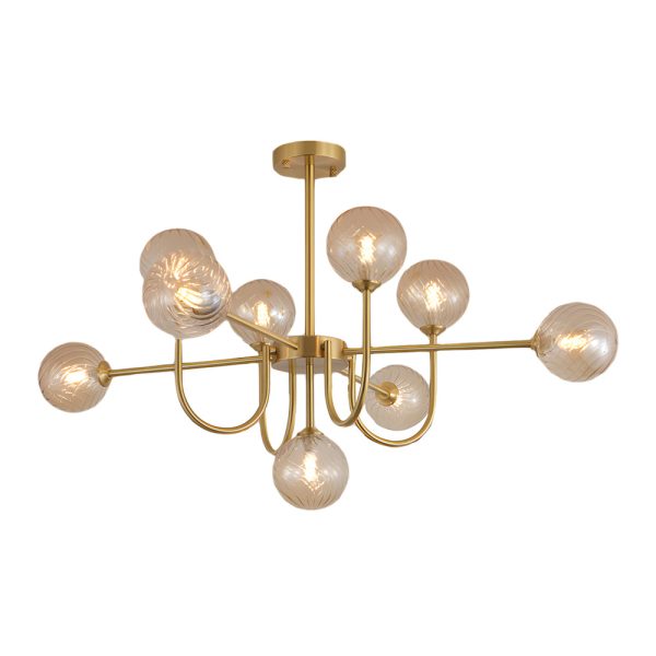 Amber Glass Globe Molecule Chandelier - Image 9