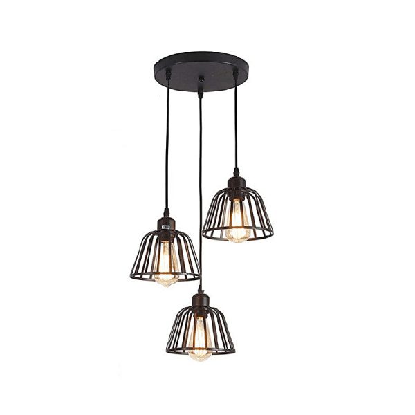 1/3 Lights Black Small Iron Cage LED Industrial Style Retro Chandelier - Image 8