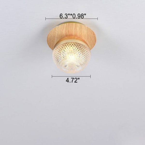 Japanese Minimalist Glass Iron Woodgrain 1-Light Semi-Flush Mount Ceiling Light - Image 16