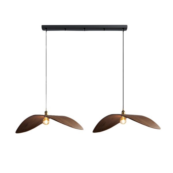 Wabi-sabi Walnut Bar Chandelier Leaf Curve Wooden Pendant Light - Image 10
