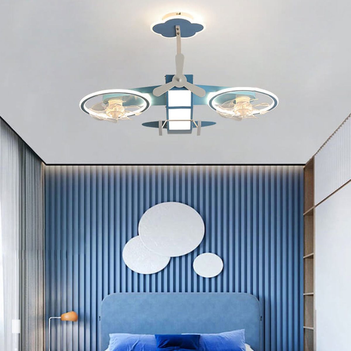 Creative Cartoon Aircraft Kids Flush Mount Ceiling Fan Light - Image 22