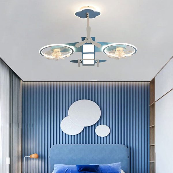 Creative Cartoon Aircraft Kids Flush Mount Ceiling Fan Light - Image 22