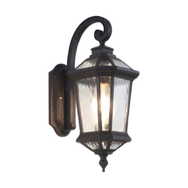 1-Light Black Clear Water Glass Outdoor Wall Light Lantern Wall Sconce Porch Wall Mounted Lights Exterior Wall Lamp - Image 6