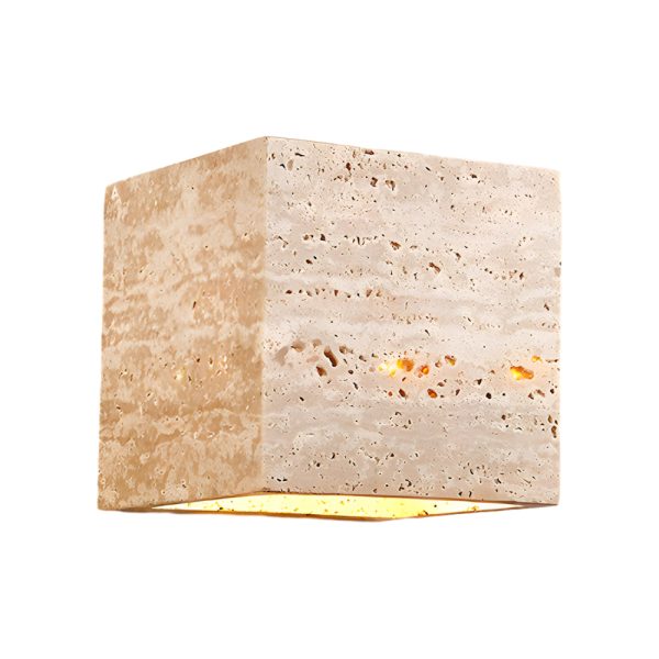 Wabi-Sabi Yellow Travertine LED Wall Sconce - Square/Rectangle - Image 7