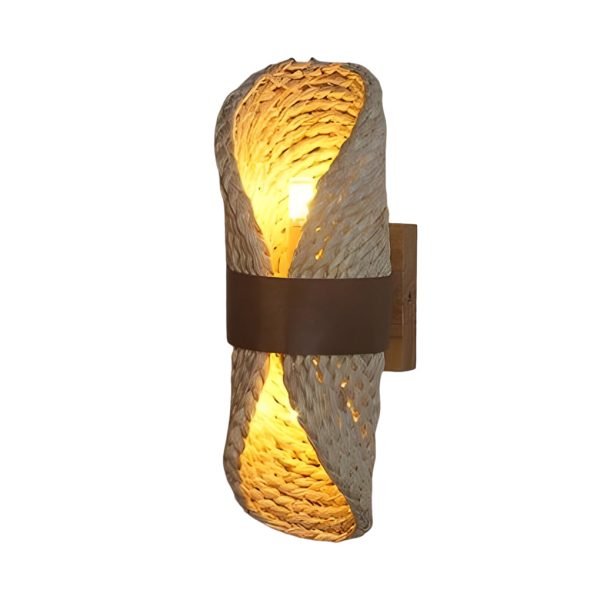Creative Rattan Wood LED up and down Lighting Japanese-Style Wall Lamp - Image 5