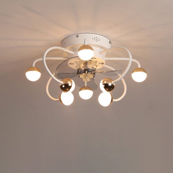 Nordic Creative Branch Cage LED Semi-Flush Mount Ceiling Fan Light - Image 14
