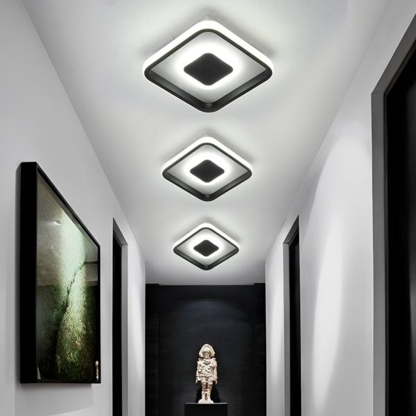 Dual Square LED Black Modern Ceiling Lights Flush Mount Lighting - Image 2