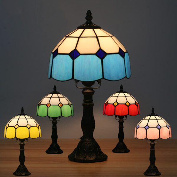 Vintage Tiffany Mediterranean Stained Glass 1-Light Table Lamp - Image 21