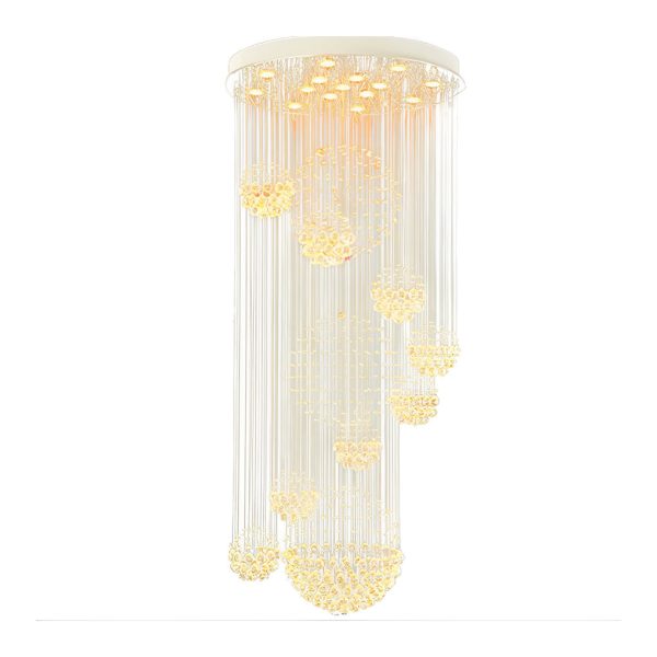 Spiral Raindrop Crystal Ball Three Step Dimming LED Staircase Chandelier - Image 5