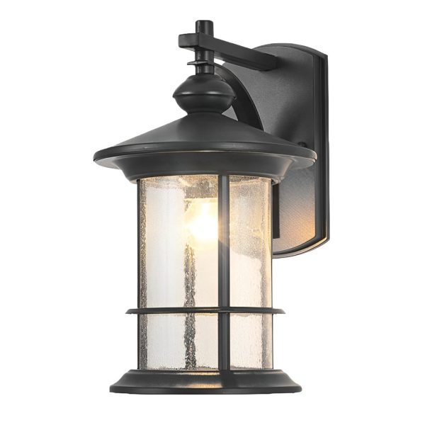 Retro Aluminum Glass LED Waterproof Black American Garden Wall Lamp - Image 6