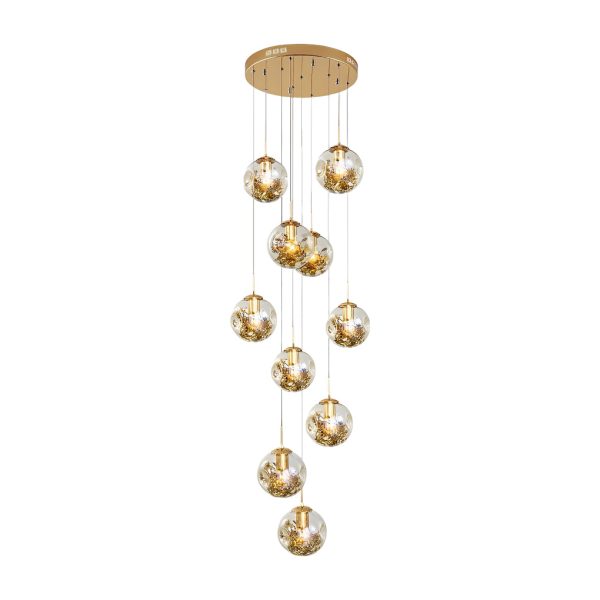 Cognac Color Glass Globes Shade Adjustable Modern Long Chandelier - Image 5
