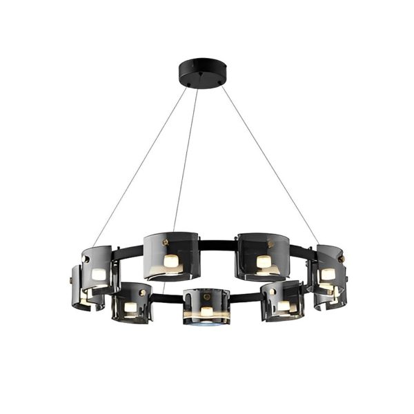 Circle Glass Stepless Dimming LED Brightness Memory Nordic Chandelier - Image 7
