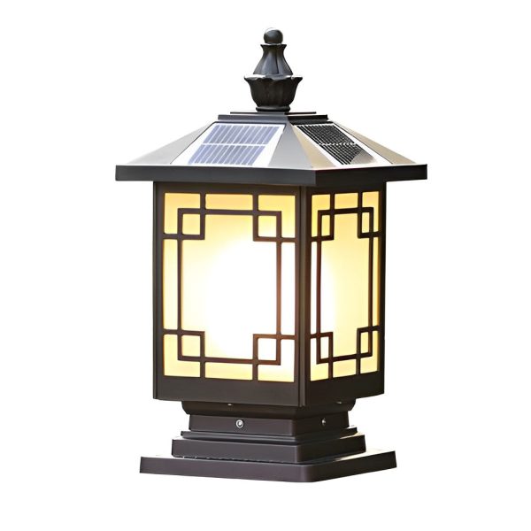 Retro Grilles Waterproof LED Intelligent Brown Solar Fence Post Lights - Image 9